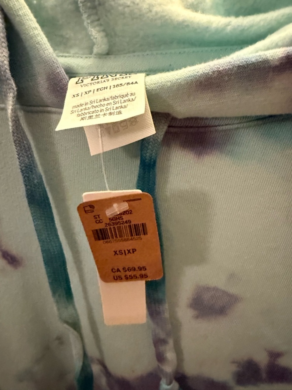 Tie-Dye Hooded Pullover Sweatshirt - VS Pink NWT. XS - Picture 2 of 3